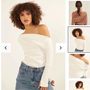 Lulus white off the shoulder long sleeve top